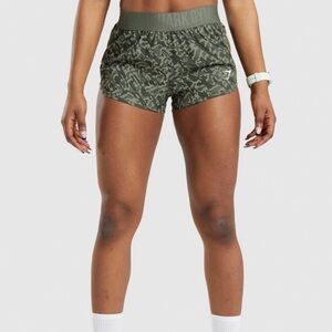 Gymshark Olive Camo Athletic Shorts